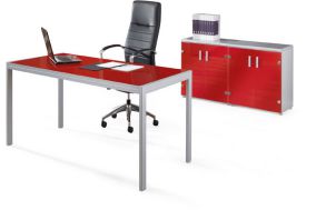 Mobilier de direction.Gamme Rio:Bureau rectangulaire,avec retour suspendu,retour indépendant,voile de fond métallique,caisson,table de conférence ronde,rectangulaire,tonneau,armoire mélamine