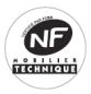 La marque NF MOBILIER PROFESSIONNEL TECHNIQUE atteste que le mobilier certifié est conforme aux normes françaises et européennes et à la réglementation en vigueur. Certification officielle AFNOR, son application fait l’objet d’un référentiel précis, adapté aux contraintes et aux risques normalement prévisibles dans les lieux techniques comme les ateliers de production ou de maintenance, les laboratoires .... Elle n’est attribuée que si l’engagement du fabricant est quantifiable et mesurable. Son référentiel peut donc aider à la rédaction des appels d’offre.